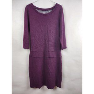 Toad & Co Purple Ponte Knit Active 3/4 Sleeve Nixi Sweater Dress Large